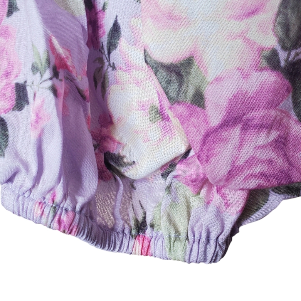 Chelsea & Violet Blouse Floral Purple Pink Ruffle Boxy Sz Medium New NWT… - Picture 5 of 12